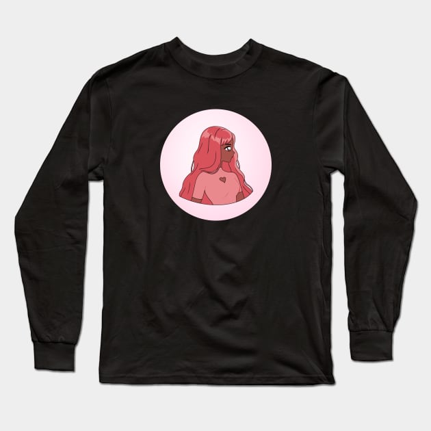 Pretty Pink Black Anime Girl Design Long Sleeve T-Shirt by SimpliciTShirt